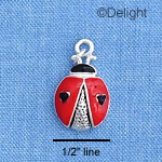 C1273 - Ladybug - Red Heart - Silver Charm Mini