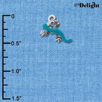 C1301 - Lizard - Teal - Silver Charm