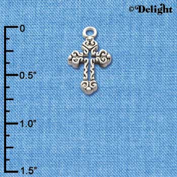 C1308 - Fancy Antiqued Cross - Silver Charm