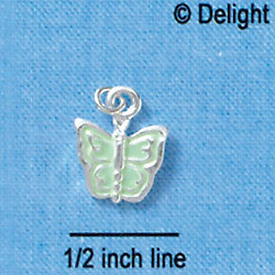 C1321 - Butterfly - Green Pastel - Silver Charm