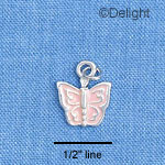 C1323 - Butterfly - Pink Pastel - Silver Charm
