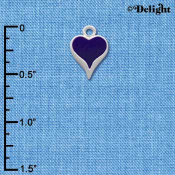 C1329 - Heart - Long Purple - Silver Charm Mini