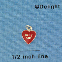 C1336 - Heart - Kiss Me Red - Silver Charm Mini