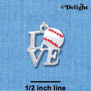 C1341 - Silver Love with Enamel Baseball - Silver Charm