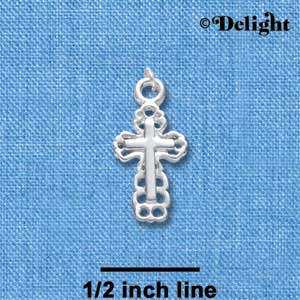 C1355 - Cross with Lace Border - Silver Charm
