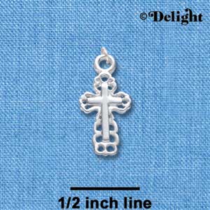 C1355 - Cross with Lace Border - Silver Charm