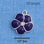 C1373 - Pansy - Stone Purple - Silver Charm