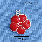C1375 - Pansy - Stone Red - Silver Charm