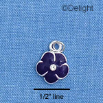 C1376 - Pansy - Stone Purple - Silver Charm Mini