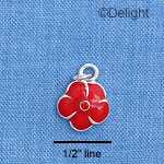 C1378 - Pansy - Stone Red - Silver Charm Mini