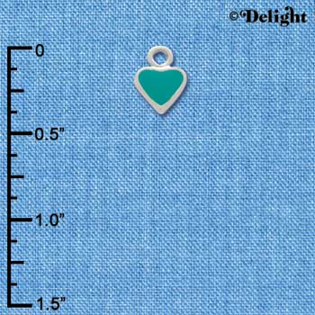 C1391+ - Heart - Teal 2 Sided - Silver Charm Mini