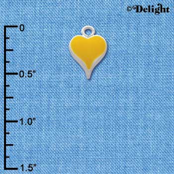 C1397 - Heart - Long Yellow - Silver Charm Mini