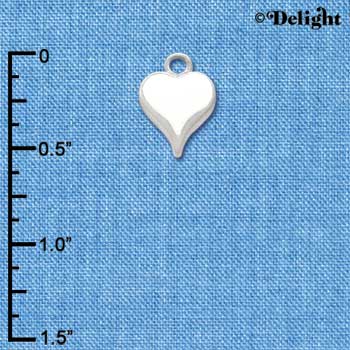 C1400 - Heart - Long White - Silver Charm Mini