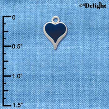 C1401 - Heart - Long Blue - Silver Charm Mini