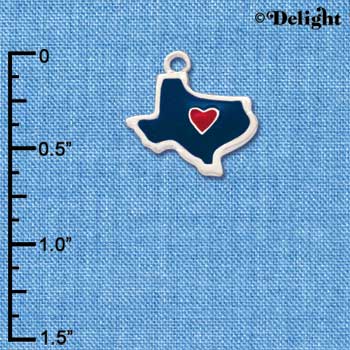 C1427 - Texas - Blue Heart Red - Silver Charm