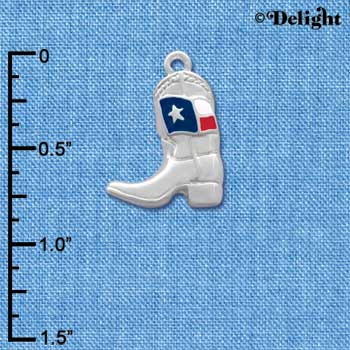 C1455* - Boot - Fancy Texas Flag - Silver Charm