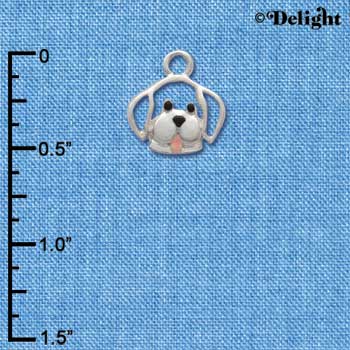 C1490 - Dog - Face Outline - Silver Charm Mini