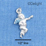 C1492* - Cherub - Blue - Silver Charm (Left or Right)