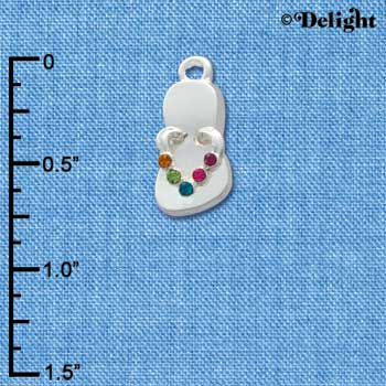 C1502* - Flip Flop - Stones Multi - Silver Charm