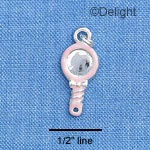 C1525 - Hand Mirror - Pink - Silver Charm