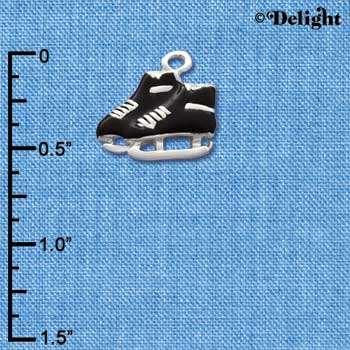C1526* - Ice Skate - Pair Black - Silver Charm
