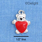 C1529 - Bear - Heart Red - Silver Charm