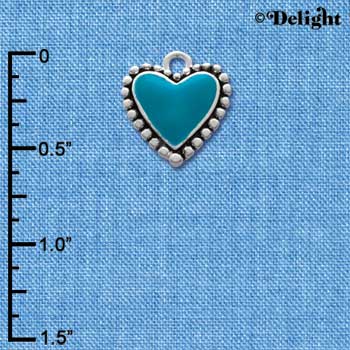 C1538 - Heart - Turquoise Fancy - Silver Charm