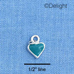 C1539+ - Heart - Turquoise 2 Sided - Silver Charm Mini