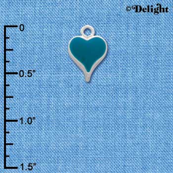 C1540 - Heart - Long Turquoise - Silver Charm Mini