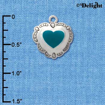 C1582 - Heart - Concho Turquoise - Silver Charm