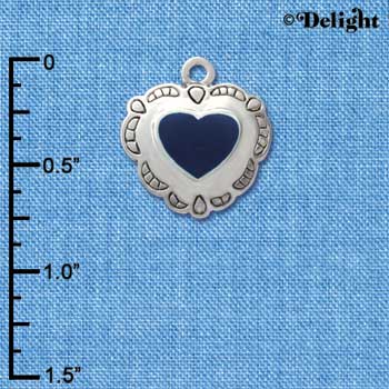 C1584 - Heart - Concho Blue - Silver Charm