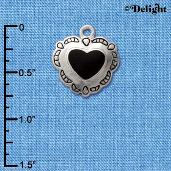 C1585 - Heart - Concho Black - Silver Charm