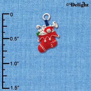 C1616* - Christmas Stocking - Red - Silver Charm
