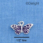 C1635 - Butterfly - Monarch Purple Silver Charm