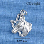 C1651 - Horse Head - Texas Outline - Silver Charm