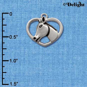 C1652* - Horse Head - Heart - Silver Charm (Left or Right)