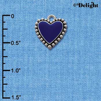 C1664 - Heart - Blue Fancy - Silver Charm