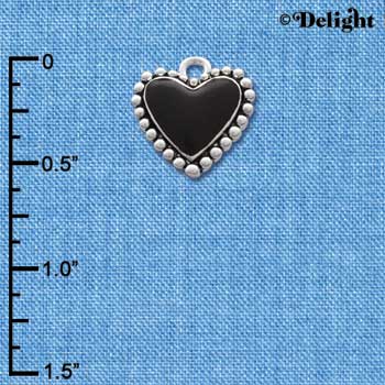 C1665 - Heart - Black Fancy - Silver Charm