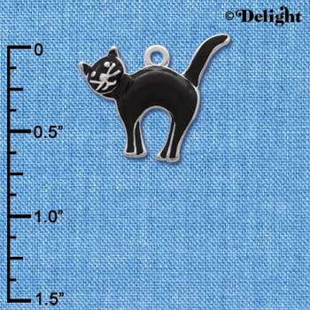 C1788* - Arching Black Cat - Silver Charm