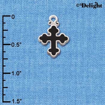 C1865 - Cross - Fancy Black - Silver Charm