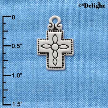 C1872 - Large Southwestern Antiqued Cross - Silver Charm