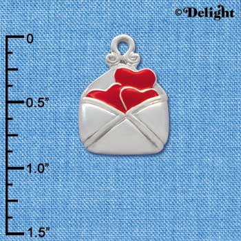 C1905 - Envelope - Hearts - Silver Charm