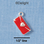 C1919 - Purse - Silver Heart Red - Silver Charm