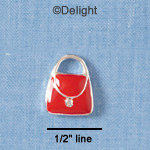 C1923 - Purse - Red With Handle - Silver Charm