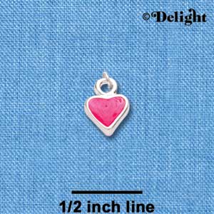 C1983* - Heart - Hot Pink 2 Sided - Silver Charm Mini
