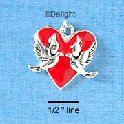 C2021 - Heart with 2 Doves - Silver Charm