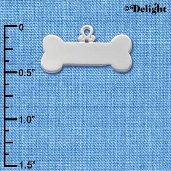 C2042 - Dog Bone - Medium - Silver Charm