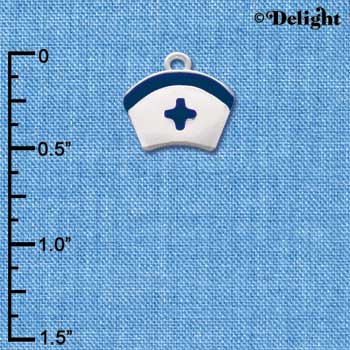 C2044 - Nurse Hat blue cross - - Silver Charm