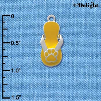 C2154 - Paw Flip Flop Yellow Silver Charm