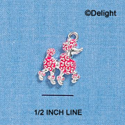 C2162* - Hot Pink Poodle Silver Charm (Left or Right)